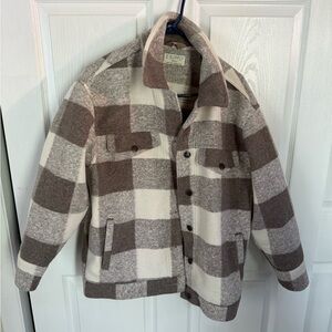 Z Supply Plaid Jacket in Brown and Cream